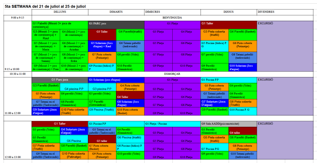 HORARI SETMANA 5